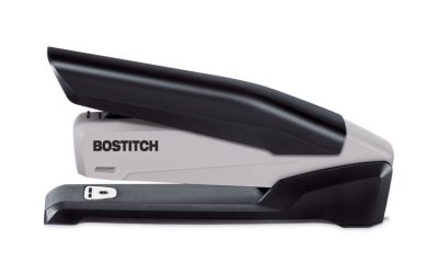 EcoStapler Spring-Powered Desktop Stapler with Antimicrobial Protection, 20-Sheet Capacity, Gray/Black