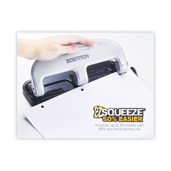 20-Sheet Ez Squeeze Three-Hole Punch, 9/32" Holes, Black/silver - Image 3