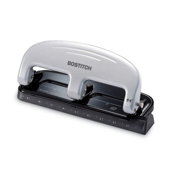 20-Sheet Ez Squeeze Three-Hole Punch, 9/32" Holes, Black/silver