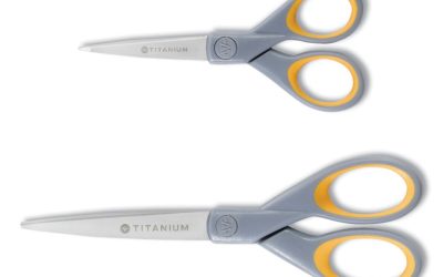 Titanium Bonded Scissors, 5″ And 7″ Long, 2.25″ And 3.5″ Cut Lengths, Gray/yellow Straight Handles, 2/pack