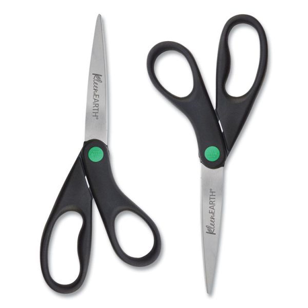Kleenearth Scissors, 8" Long, 3.25" Cut Length, Black Straight Handles, 2/pack - Image 2