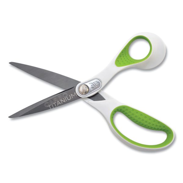 Carbotitanium Bonded Scissors, 8" Long, 3.25" Cut Length, White/green Straight Handle - Image 5