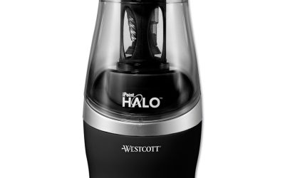 Halo Colored Pencil Non-Stick Electric Sharpener, Ac-Powered, 3.5 X 6.75, Black/silver