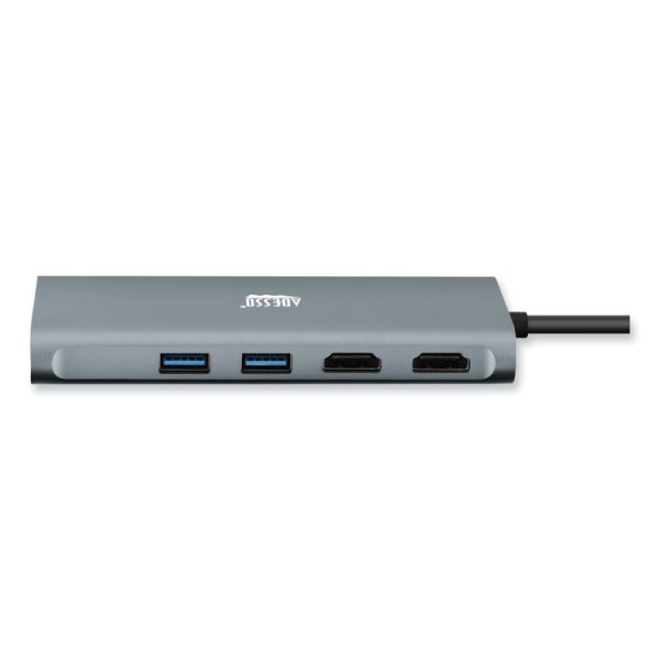 9-in-1 USB Type-C Docking Station, 2 HDMI/3 USB C/SD and TF Slot/RJ45, Gray/Black - Image 2