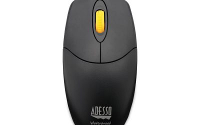 iMouse W3 Waterproof Antimicrobial Mouse with Magnetic Scroll Wheel, USB 2.0, Left/Right Hand Use, Black