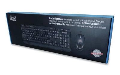Wkb-1320cb Antimicrobial Wireless Desktop Keyboard And Mouse, 2.4 Ghz Frequency/30 Ft Wireless Range, Black