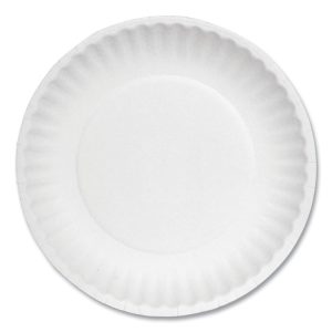 White Paper Plates, 6" Dia, 100/pack, 10 Packs/carton