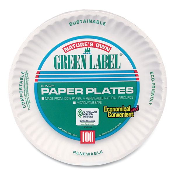 White Paper Plates, 6" Dia, 100/pack, 10 Packs/carton - Image 2