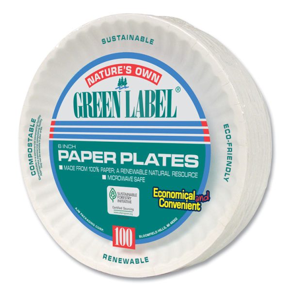 White Paper Plates, 6" Dia, 100/pack, 10 Packs/carton - Image 4