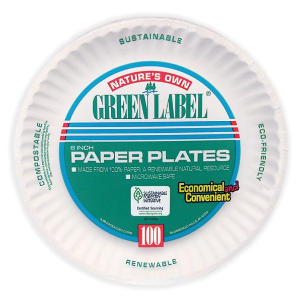 White Paper Plates, 6" Dia, 100/pack, 10 Packs/carton - Image 8