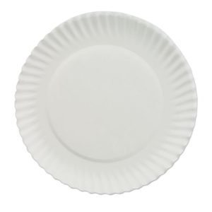 White Paper Plates, 7" Dia, 100/pack, 10 Packs/carton