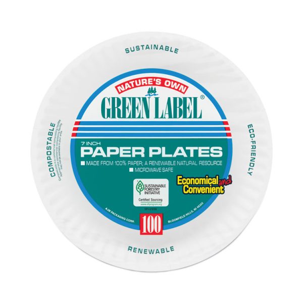 White Paper Plates, 7" Dia, 100/pack, 10 Packs/carton - Image 2