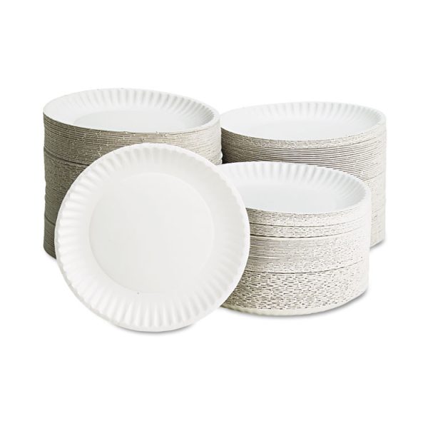 White Paper Plates, 9" Dia, 100/pack, 10 Packs/carton - Image 3