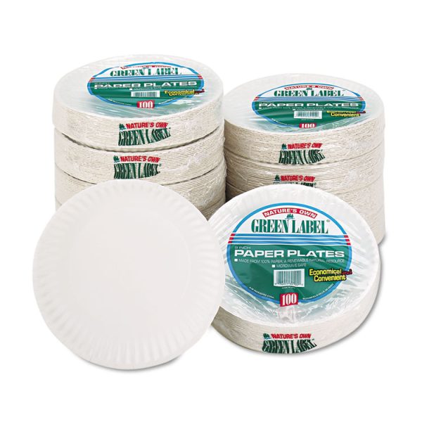 White Paper Plates, 9" Dia, 100/pack, 10 Packs/carton - Image 2