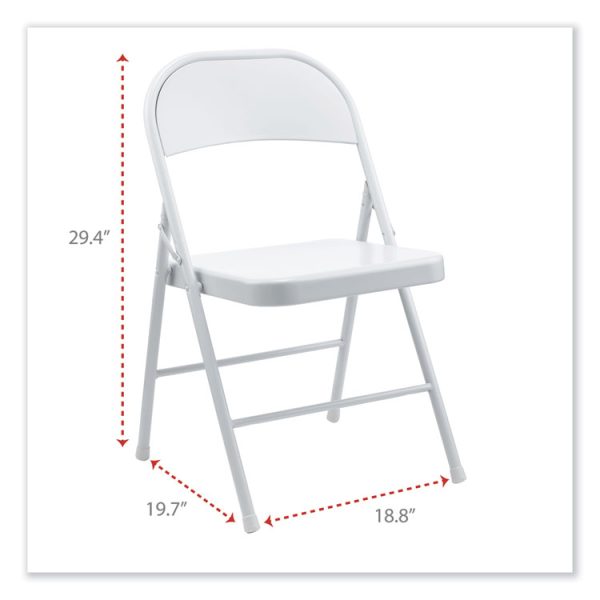 Armless Steel Folding Chair, Supports Up to 275 lb, Gray Seat, Gray Back, Gray Base, 4/Carton - Image 3
