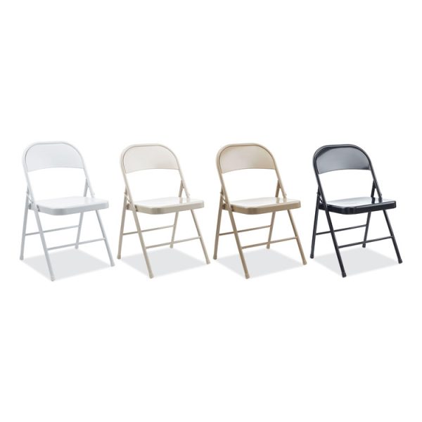 Armless Steel Folding Chair, Supports Up to 275 lb, Gray Seat, Gray Back, Gray Base, 4/Carton - Image 7