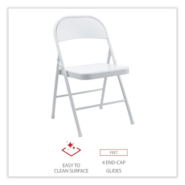 Armless Steel Folding Chair, Supports Up to 275 lb, Gray Seat, Gray Back, Gray Base, 4/Carton - Image 5