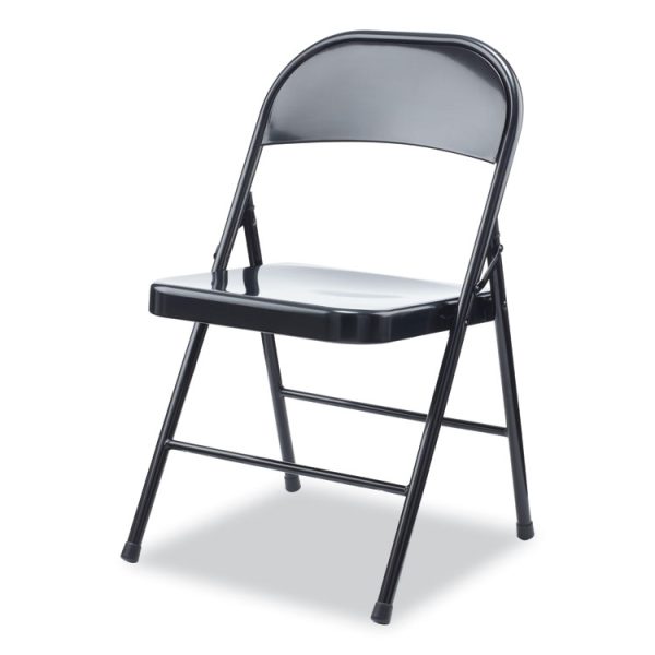 Armless Steel Folding Chair, Supports Up to 275 lb, Black Seat, Black Back, Black Base, 4/Carton - Image 2