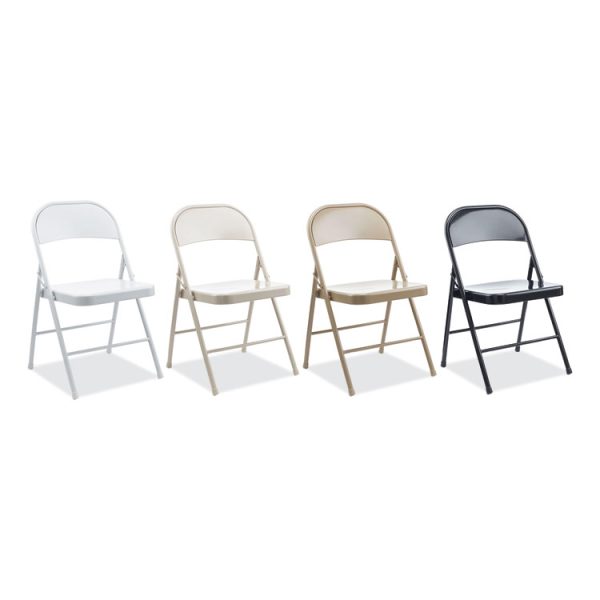 Armless Steel Folding Chair, Supports Up to 275 lb, Black Seat, Black Back, Black Base, 4/Carton - Image 7