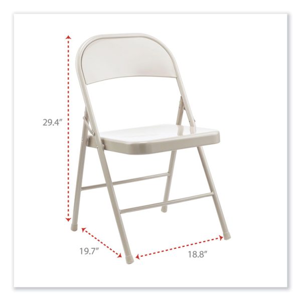 Armless Steel Folding Chair, Supports Up to 275 lb, Taupe Seat, Taupe Back, Taupe Base, 4/Carton - Image 3