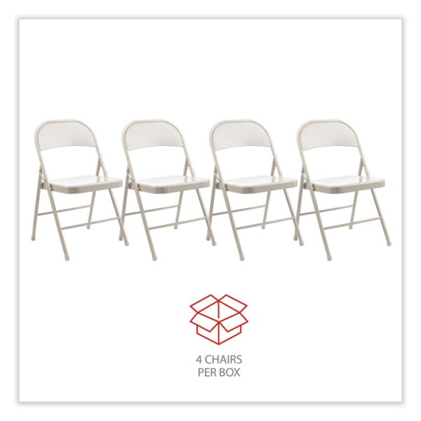 Armless Steel Folding Chair, Supports Up to 275 lb, Taupe Seat, Taupe Back, Taupe Base, 4/Carton - Image 6