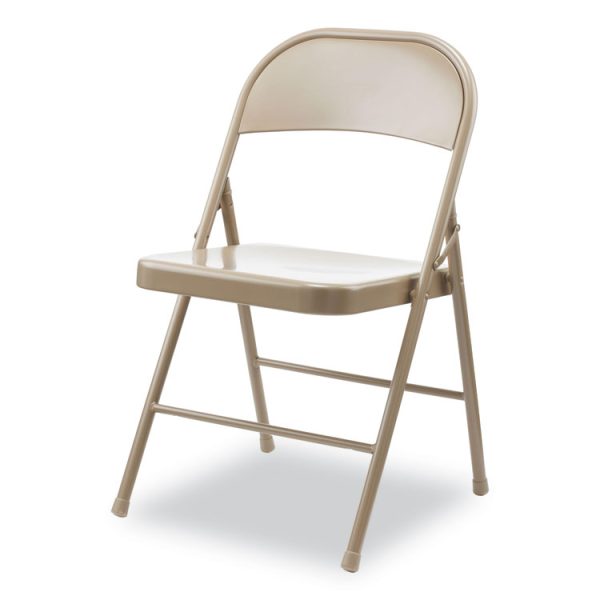 Armless Steel Folding Chair, Supports Up to 275 lb, Tan Seat, Tan Back, Tan Base, 4/Carton - Image 2