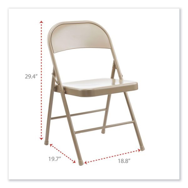 Armless Steel Folding Chair, Supports Up to 275 lb, Tan Seat, Tan Back, Tan Base, 4/Carton - Image 3