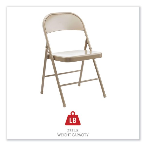 Armless Steel Folding Chair, Supports Up to 275 lb, Tan Seat, Tan Back, Tan Base, 4/Carton - Image 4