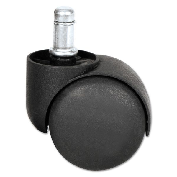 Dual Wheel Hooded Casters, Grip Ring Type B Stem, 1.5" Hard Nylon Wheel, Matte Black, 5/Set - Image 3