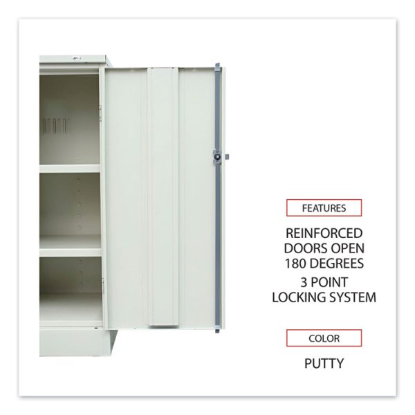 Assembled 42" High Heavy-Duty Welded Storage Cabinet, Two Adjustable Shelves, 36w X 18d, Putty - Image 4