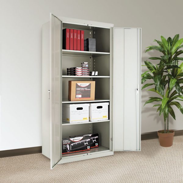 Assembled 78" High Heavy-Duty Welded Storage Cabinet, Four Adjustable Shelves, 36w X 24d, Light Gray - Image 3