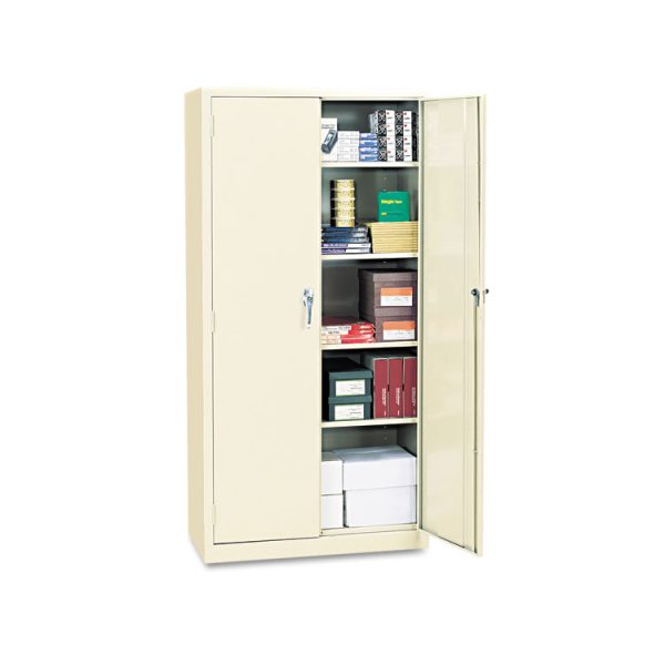 Assembled 78" High Heavy-Duty Welded Storage Cabinet, Four Adjustable Shelves, 36w X 24d, Putty - Image 2