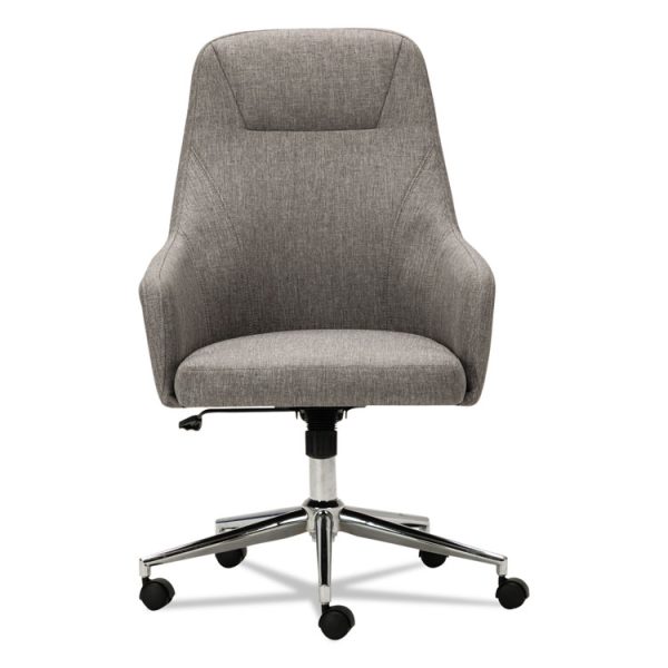 Alera Captain Series High-Back Chair, Supports Up To 275 Lb, 17.1" To 20.1" Seat Height, Gray Tweed Seat/back, Chrome Base - Image 2