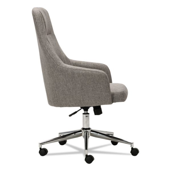 Alera Captain Series High-Back Chair, Supports Up To 275 Lb, 17.1" To 20.1" Seat Height, Gray Tweed Seat/back, Chrome Base - Image 3