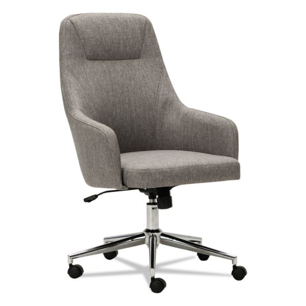 Alera Captain Series High-Back Chair, Supports Up To 275 Lb, 17.1" To 20.1" Seat Height, Gray Tweed Seat/back, Chrome Base