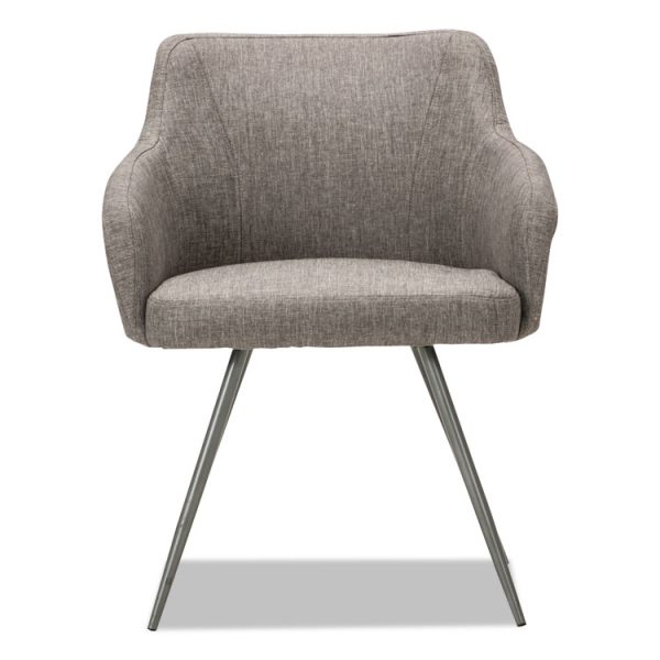 Alera Captain Series Guest Chair, 23.8" x 24.6" x 30.1", Gray Tweed Seat, Gray Tweed Back, Chrome Base - Image 2