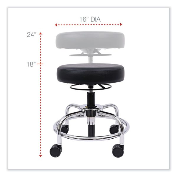 Alera Hl Series Height-Adjustable Utility Stool, Backless, Supports Up To 300 Lb, 24" Seat Height, Black Seat, Chrome Base - Image 2