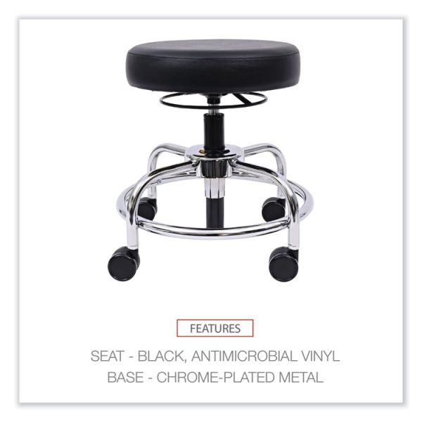 Alera Hl Series Height-Adjustable Utility Stool, Backless, Supports Up To 300 Lb, 24" Seat Height, Black Seat, Chrome Base - Image 3