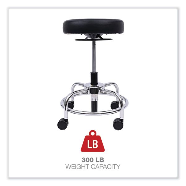 Alera Hl Series Height-Adjustable Utility Stool, Backless, Supports Up To 300 Lb, 24" Seat Height, Black Seat, Chrome Base - Image 4