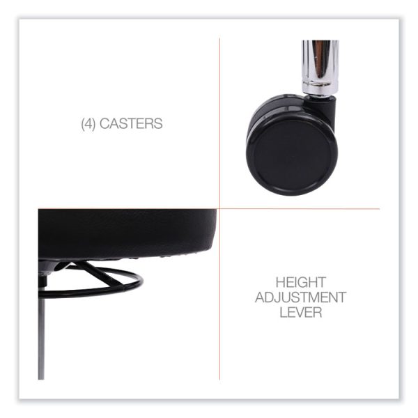 Alera Hl Series Height-Adjustable Utility Stool, Backless, Supports Up To 300 Lb, 24" Seat Height, Black Seat, Chrome Base - Image 6