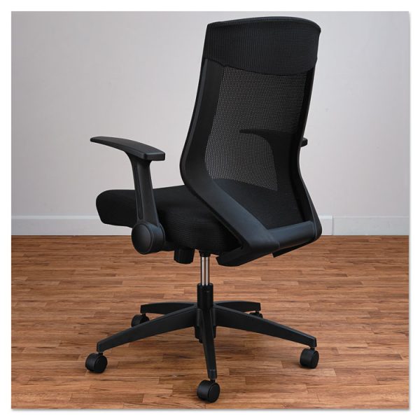 Alera EB-K Series Synchro Mid-Back Flip-Arm Mesh Chair, Supports Up to 275 lb, 18.5" to 22.04" Seat Height, Black - Image 7