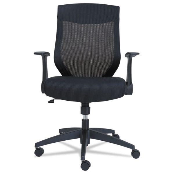 Alera EB-K Series Synchro Mid-Back Flip-Arm Mesh Chair, Supports Up to 275 lb, 18.5" to 22.04" Seat Height, Black - Image 2
