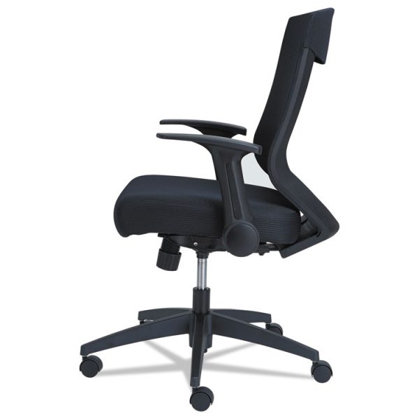 Alera EB-K Series Synchro Mid-Back Flip-Arm Mesh Chair, Supports Up to 275 lb, 18.5" to 22.04" Seat Height, Black - Image 3