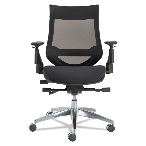 Alera Eb-W Series Pivot Arm Multifunction Mesh Chair, Supports 275 Lb, 18.62" To 22.32" Seat, Black Seat/back, Aluminum Base - Image 2