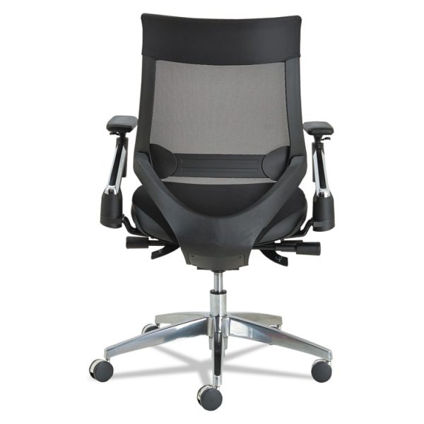 Alera Eb-W Series Pivot Arm Multifunction Mesh Chair, Supports 275 Lb, 18.62" To 22.32" Seat, Black Seat/back, Aluminum Base - Image 4