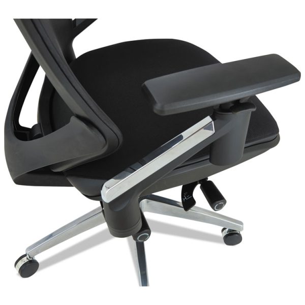Alera Eb-W Series Pivot Arm Multifunction Mesh Chair, Supports 275 Lb, 18.62" To 22.32" Seat, Black Seat/back, Aluminum Base - Image 5