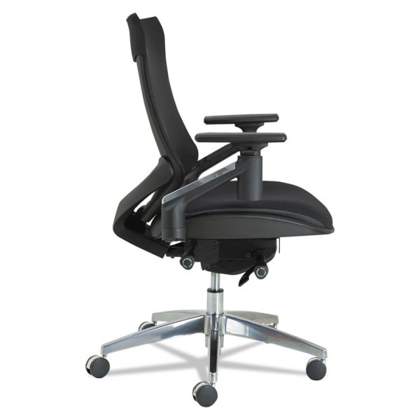 Alera Eb-W Series Pivot Arm Multifunction Mesh Chair, Supports 275 Lb, 18.62" To 22.32" Seat, Black Seat/back, Aluminum Base - Image 3