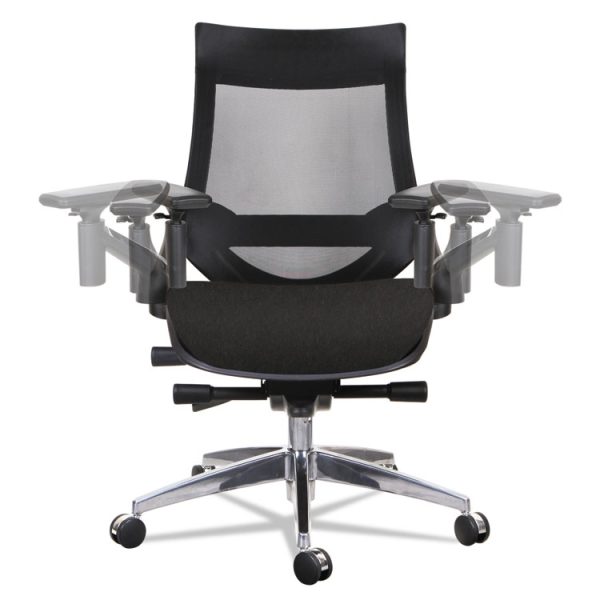 Alera Eb-W Series Pivot Arm Multifunction Mesh Chair, Supports 275 Lb, 18.62" To 22.32" Seat, Black Seat/back, Aluminum Base - Image 6