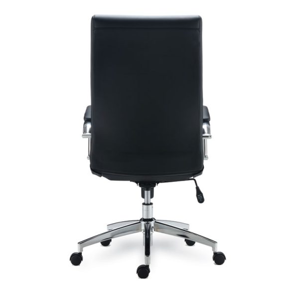 Alera Eddleston Leather Manager Chair, Supports Up to 275 lb, Black Seat/Back, Chrome Base - Image 4