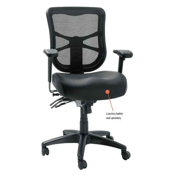 Alera Elusion Series Mesh Mid-Back Multifunction Chair, Supports Up To 275 Lb, 17.7" To 21.4" Seat Height, Black - Image 2